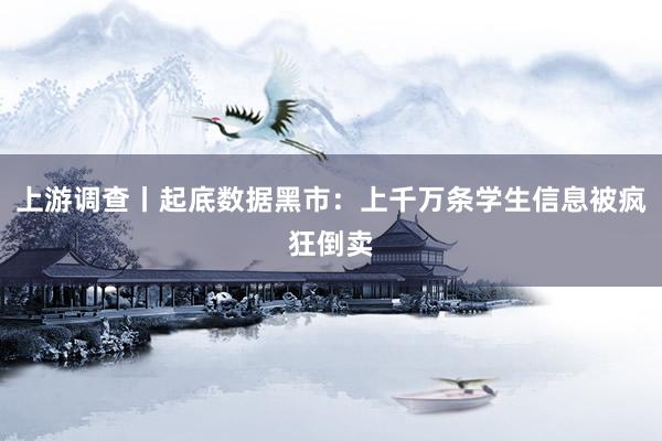上游调查丨起底数据黑市：上千万条学生信息被疯狂倒卖